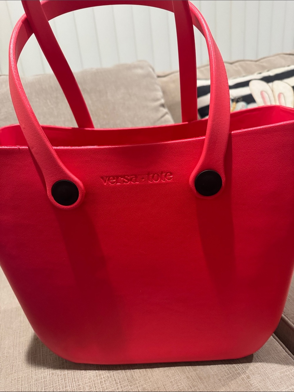 Women's Red Tote beach tote waterproof constructed with versa